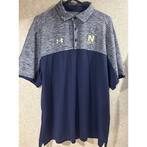 Under Armour Navy Academy Heatgear Loose Fit‎ Short Sleeve Polo Blue Gray Large